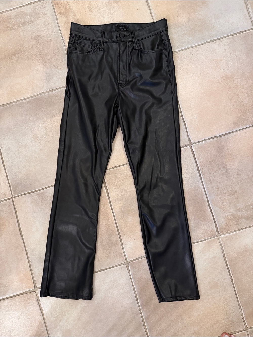 Women’s MOTHER DENIM  Black Faux Leather Pants - Slim Fit
